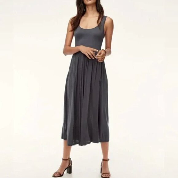 Dark Grey Aritzia Wilfred Free Assonance Midi Dress Size Small - Picture 1 of 4